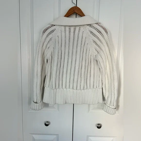 Haven Well Within Open Stitch Johnny Collar Sweater cream color size small - Picture 6 of 6